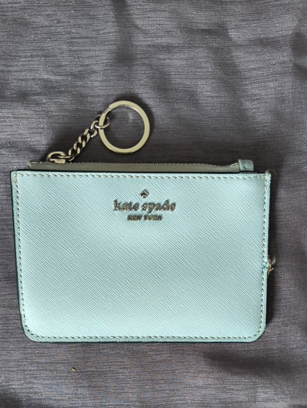 Kate Spade Seafoam Leather Key Card Pouch with Key Ring